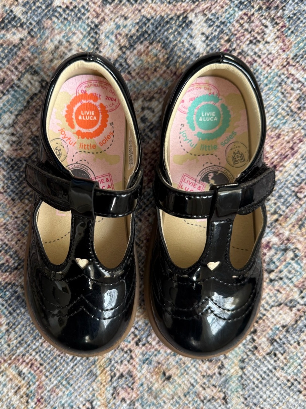Livie & Luca Black Patent T-Strap Mary Jane Shoes